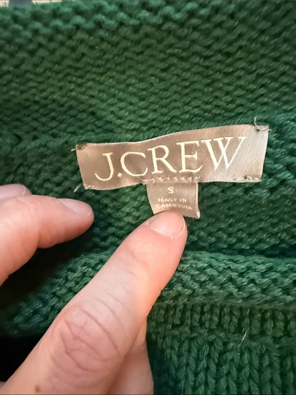 Jcrew cropped green and white striped roll neck sweater. - Picture 2 of 4
